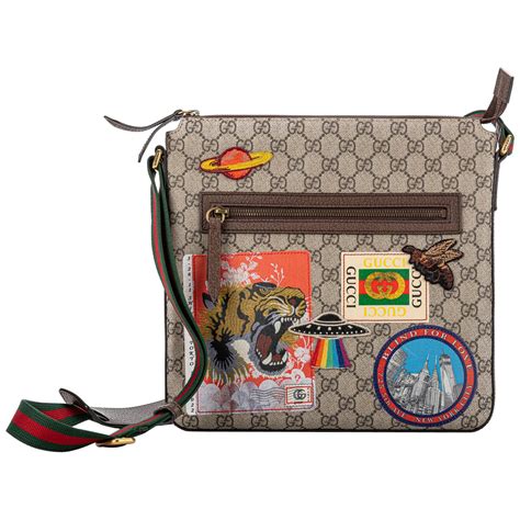 gucci bauchtasche mit sticker|gucci leather shoulder bag.